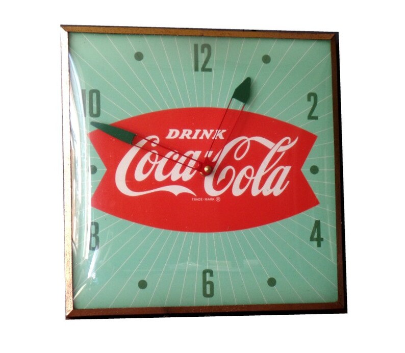 Vintage Coca Cola Clock Pam Fishtail Electric Wall Convex Etsy