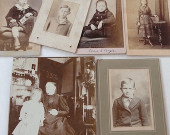 Vintage Sepia Photographs, Children, Cabinet Card, CDV, 1900s, Ephemera