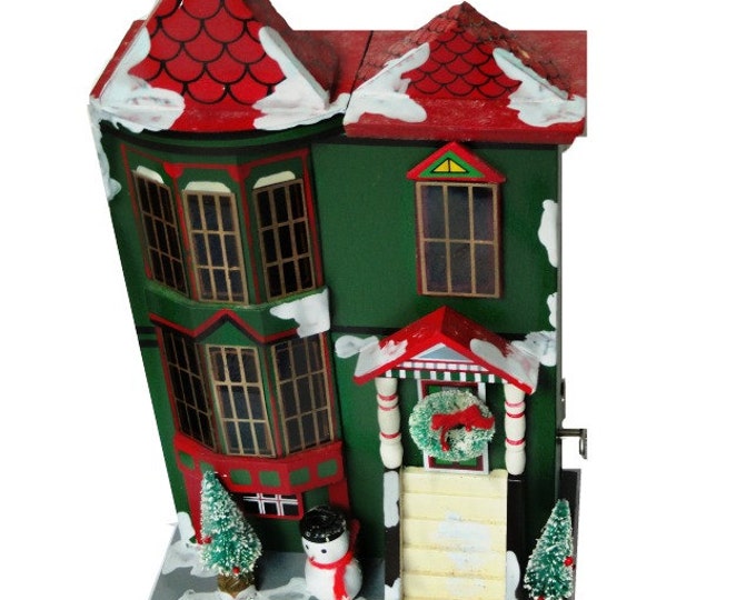 Vintage Enesco Music Box Christmas Brownstone Musical Etsy