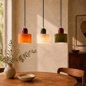 Colorful Glass Pendant Light, Retro Ceiling Lamp, Japandi Kitchen Island Lighting, Mid Century Modern Decor