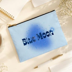 Blue Moon text, Accessory Pouch | celestial blue moon graphic