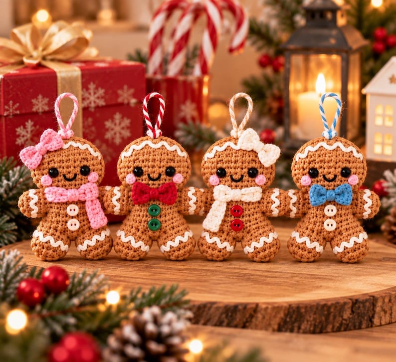 Gingerbread Man Amigurumi Ornament Pattern | Easy Crochet Tutorial (PDF ...