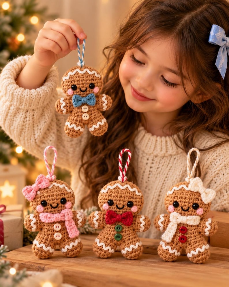 Gingerbread Man Amigurumi Ornament Pattern | Easy Crochet Tutorial (PDF ...