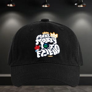 Unisex Graffiti  Make Money Not Friends Printed Baseball Cap