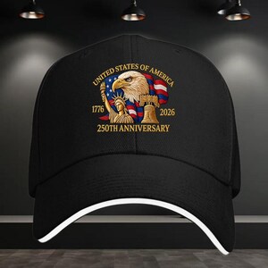 United States of America 1776–2026: 250th Anniversary Statue of Liberty and American Flag Unisex Printed Baseball Cap