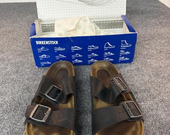 Birkenstock Arizona Dark Black Leather Sandals Unisex 270 US Size L11/M9