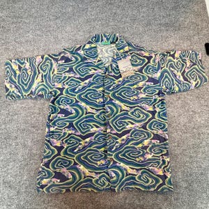Camisa vintage Patagonia Java Fish A/C Print de 1994, rara, talla XL, Air Small, nueva con etiquetas.