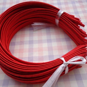 Good quality--50 pcs 5mm wide red  plain satin headband