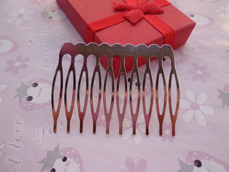 Nickel free20 PCS Silver Metal Hair Combs, Premium 52mm x 38mm10 teeth image 2