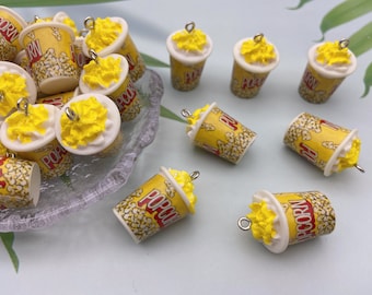 Resin Miniature Food Yummy Popcorn Charms Earring Necklace Bracelet Pendants DIY Jewelry Decoden Cabochon Keychain Accessories