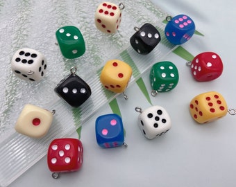 Resin Dice Charms,Cute Dice Pendants For Jewelry Making,Earring Necklace Bracelet Keychain Decoration Accessories,DIY Craft Supplies
