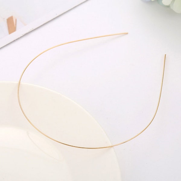 Gold Plated Metal Headbands - Lot of 50 - thin 1.2mm round wide