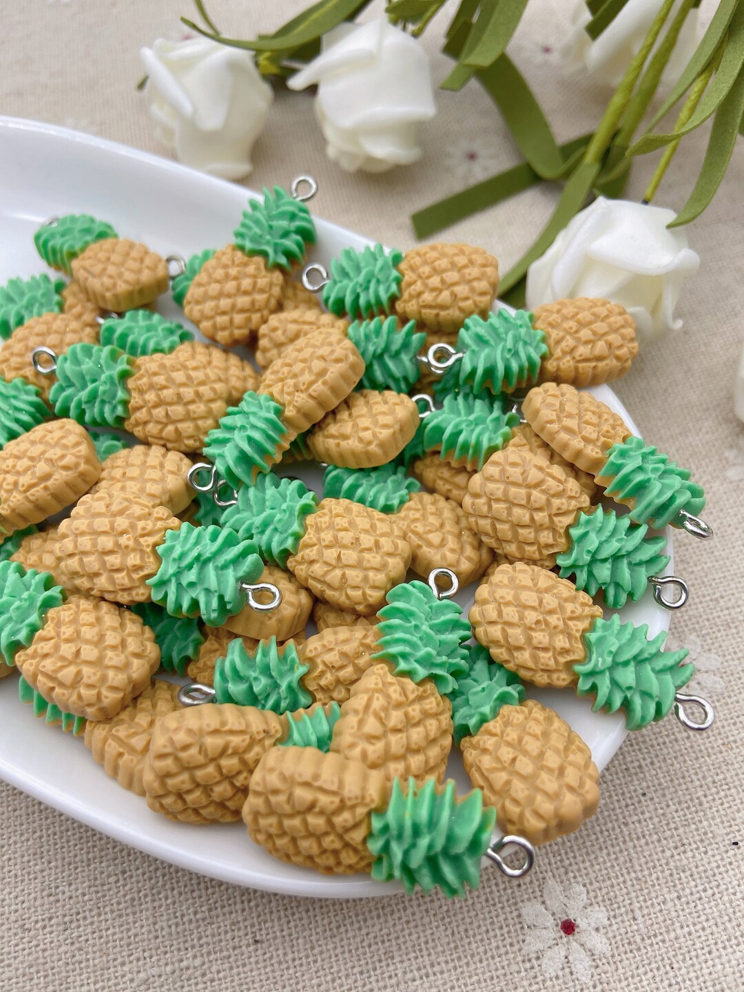 Kawaii Pineapple Charms,fruit Pendants for Jewelry Making,earring