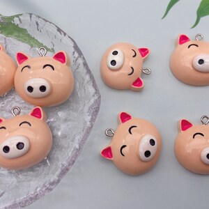 Amuletos de resina Kawaii con forma de cerdo, colgante de dibujos animados para pendientes, collar, pulsera, llavero, fabricación de joyas, accesorios de decoración