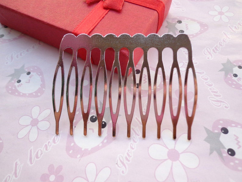 Nickel free20 PCS Silver Metal Hair Combs, Premium 52mm x 38mm10 teeth image 1