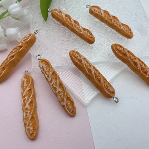 Resin French Bread Charms Plastic Bread Pendants Charms Necklace Earring Bracelet Keychain Decoration Accessories DIY Jewelry Making Charms