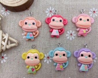 Resin Kawaii Monkey Charms,Animal Pendants For Jewelry Making,Earring Necklace Bracelet Findings Decoration Accessories,DIY Craft Supplies