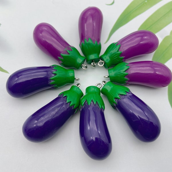 Breloques d'aubergine en résine, pendentifs végétaux pour la fabrication de bijoux, boucles d'oreilles, collier, bracelet, porte-clés, accessoires de décoration, fournitures de bricolage