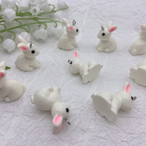 Resin Kawaii Animal Rabbit Charms Cartoon Charms Pendant For DIY Earring Necklace Bracelet Key Chain Jewelry Making Decoration Accessories