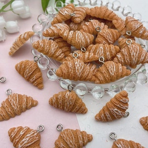 Kawaii Resin Croissant Charms Resin Pendants For Jewelry Making Earring Necklace Bracelet Keychain Decoration Accessories DIY Craft Supplies