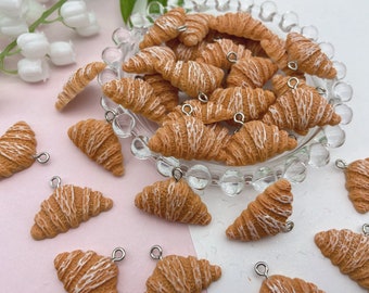 Kawaii Resin Croissant Charms Resin Pendants For Jewelry Making Earring Necklace Bracelet Keychain Decoration Accessories DIY Craft Supplies