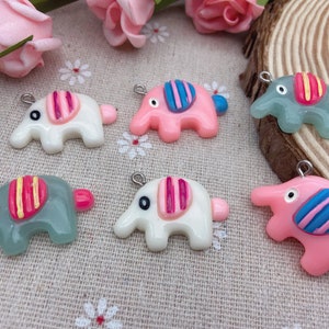 Resin Kawaii Elephant Charms,Animal Pendants For Jewelry Making,Earring Necklace Bracelet Findings Decoration Accessories,DIY Craft Supplies