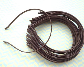 Good quality--20 pcs 5mm wide dark brown  plain satin headband