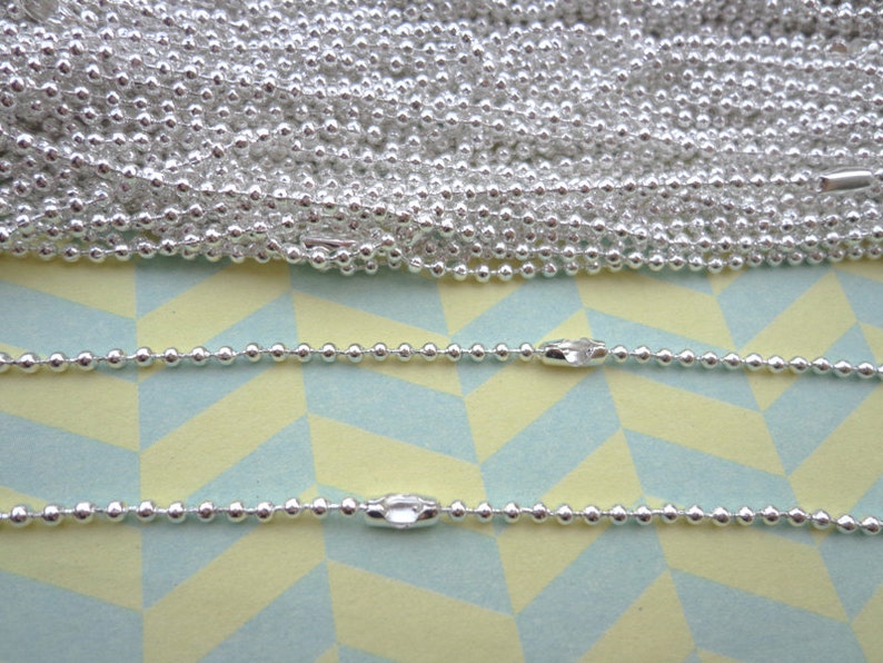 50pcs 27 inch 1.5mm silver plated ball necklace chain with matching connector