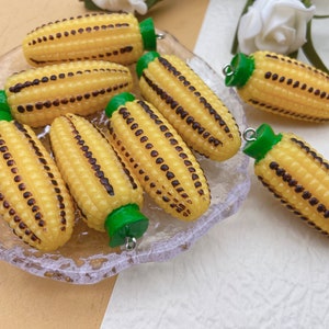 Grilled Corn Maize Charms,Vegetable Pendants For Jewelry Making,Earring Necklace Bracelet Keychain Decoration Accessories,DIY Craft Supplies