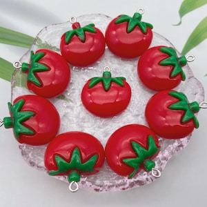 Cute Resin Tomato Charms,Vegetable Pendants For Jewelry Making,Earring Necklace Bracelet Findings Decoration Accessories,DIY Craft Supplies
