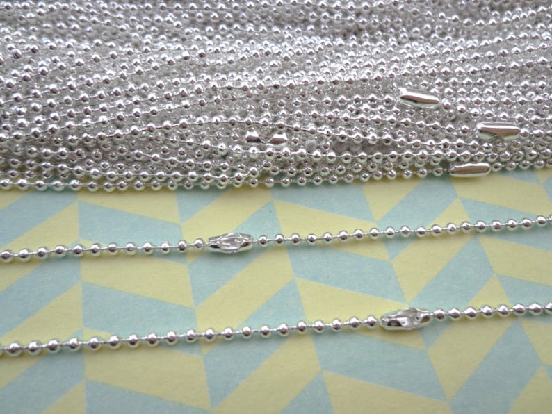50pcs 27 inch 1.5mm silver plated ball necklace chain with matching connector