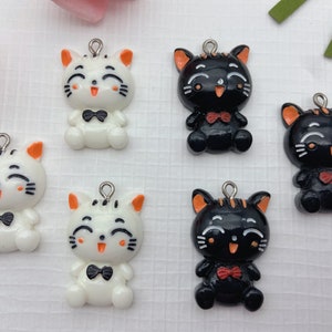 Resin Cute Cat Charms Earring Necklace Bracelet Bead Pendants DIY Jewelry Decoden Animal Cabochon Keychain Accessories
