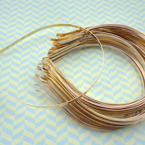 Gold Plated Metal Headbands - Lot of 20- thin 6mm wide