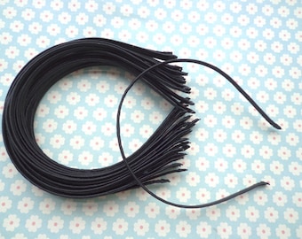 Good quality--50 pcs 5mm wide black  plain satin headband