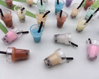 Resin Milk Tea Cup Charms,Milk Tea Cup Pendants For Jewelry Making,Earring Necklace Bracelet Decoration Accessories,DIY Craft Supplies