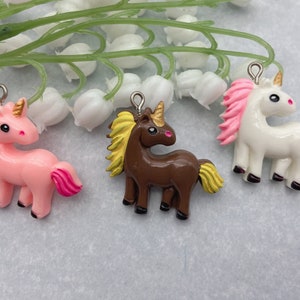 Resin Cute Animal Unicorn Charms Cartoon Charms Pendants For DIY Earring Necklace Bracelet Key Chain Jewelry Making Decoration Accessories