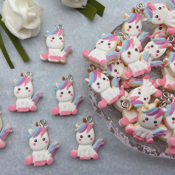 Resin Cute Animal Unicorn Charms Cartoon Charms Pendants For DIY Earring Necklace Bracelet Key Chain Jewelry Making Decoration Accessories