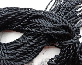 10pcs 18-20 inch 3mm black twist silk necklace cord with a loop and knot