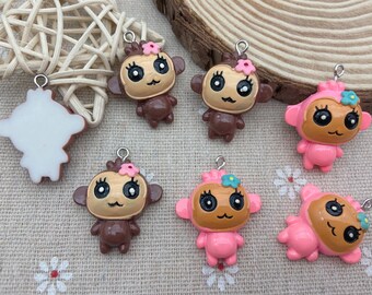 Resin Kawaii Monkey Charms,Animal Pendants For Jewelry Making,Earring Necklace Bracelet Findings Decoration Accessories,DIY Craft Supplies
