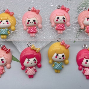 Resin Cute Girls Charms,Cartoon Pendants For Jewelry Making,Earring Necklace Bracelet Keychain Decoration Accessories,DIY Craft Supplies