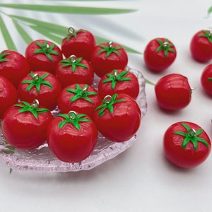 Cute Resin Tomato Charms,Vegetable Pendants For Jewelry Making,Earring Necklace Bracelet Findings Decoration Accessories,DIY Craft Supplies