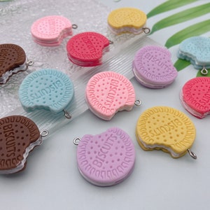 Cute Resin Cookie Charms Biscuit Pendants For Jewelry Making Earring Necklace Bracelet Keychain Decoration Accessories,DIY Craft Supplies