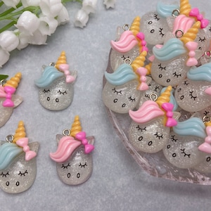 Resin Cute Animal Unicorn Charms Cartoon Charms Pendants For DIY Earring Necklace Bracelet Key Chain Jewelry Making Decoration Accessories