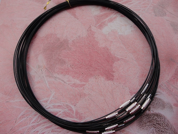 50pcs 18 inch 1mm thickness black stainless steel round choker necklace wires with screw clasps