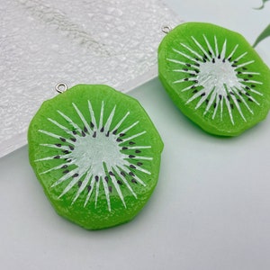 Kawaii Resin Kiwifruit Charms,Fruit Pendants For Jewelry Making,Earring Necklace Bracelet Keychain Decoration Accessories,DIY Craft Supplies