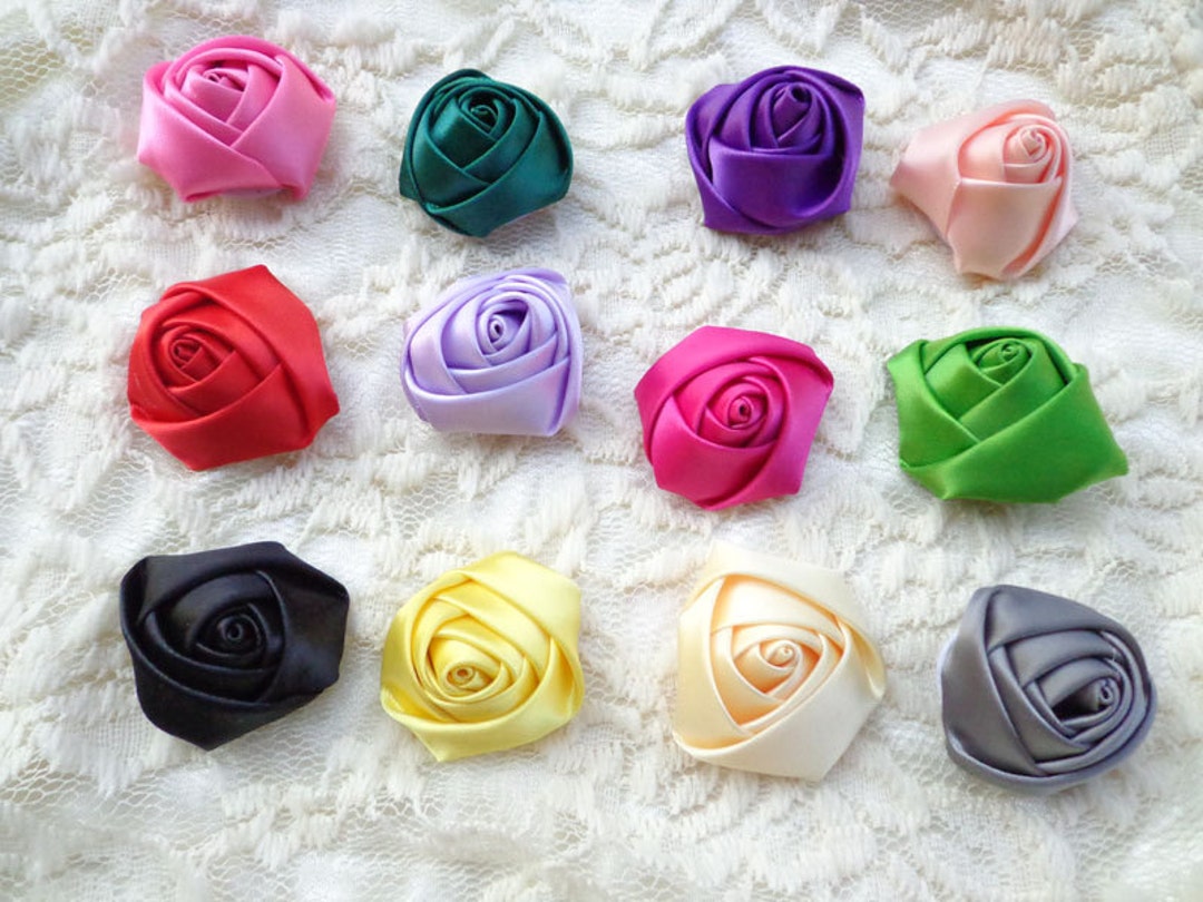 50 Pcs Mixed Colors Elegant Rosette Satin Flowers 35x20mm----m - Etsy