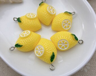 Kawaii Lemon Charms,Fruit Pendants For Jewelry Making,Earring Necklace Bracelet Decoration Accessories ,Keychain Findings,DIY Craft Supplies