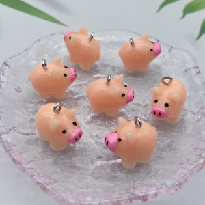 Amuletos de resina Kawaii con forma de cerdo, colgante de dibujos animados para pendientes, collar, pulsera, llavero, fabricación de joyas, accesorios de decoración
