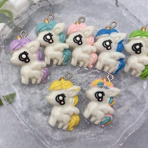 Resin Kawaii Unicorn Charms,Animal Pendants For Jewelry Making,Earring Necklace Bracelet Findings Decoration Accessories,DIY Craft Supplies