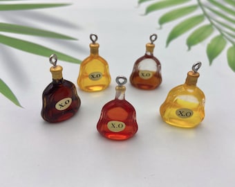 Resin XO Wine Bottle Decoration Crafts Flatback Cabochon Scrapbook DIY Pendants Charm, For Making Crafting Earring Necklace Bracelet Pendant